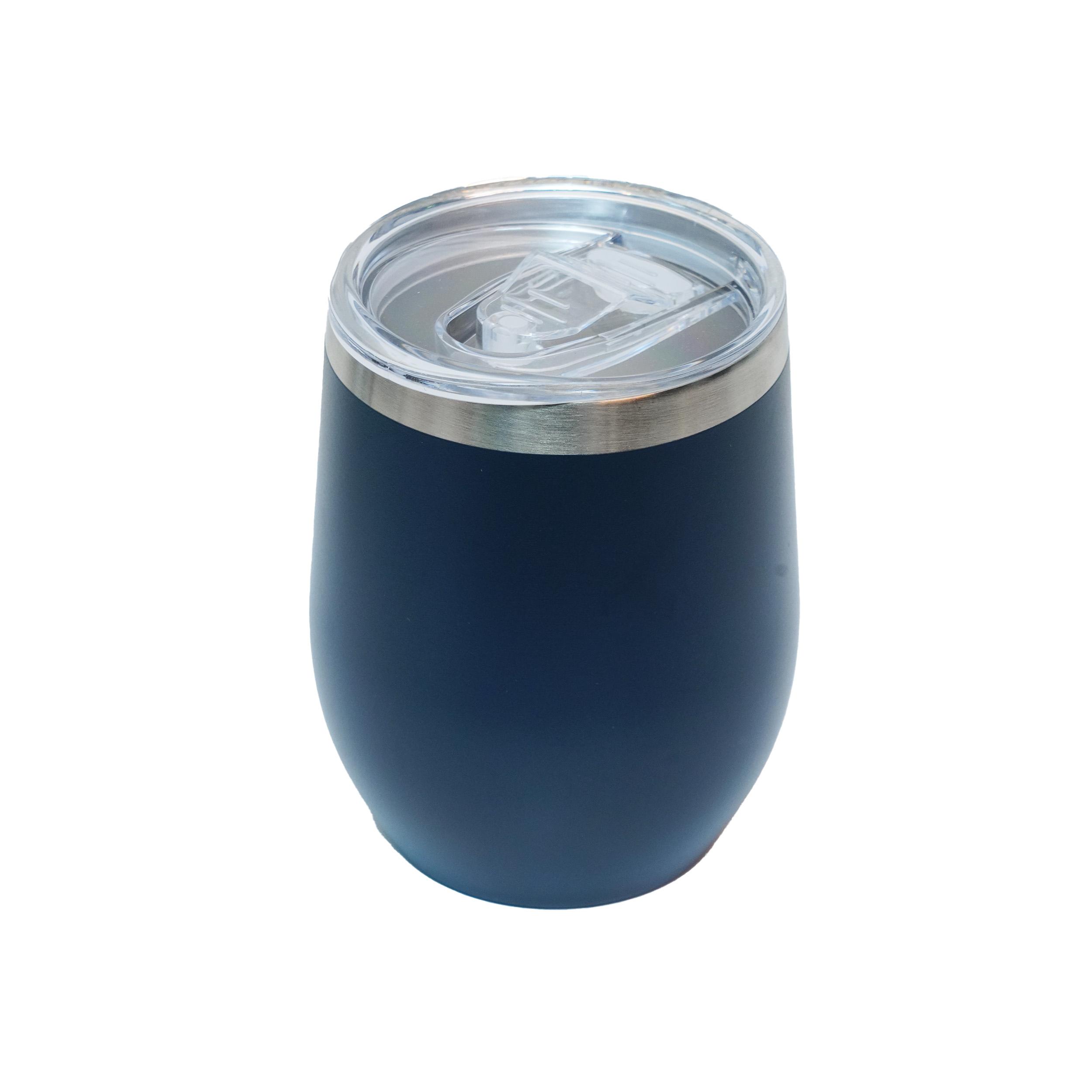 Vaccuam Insulated Coffee Mug With Clear Lid And Anti Slip Base Blue